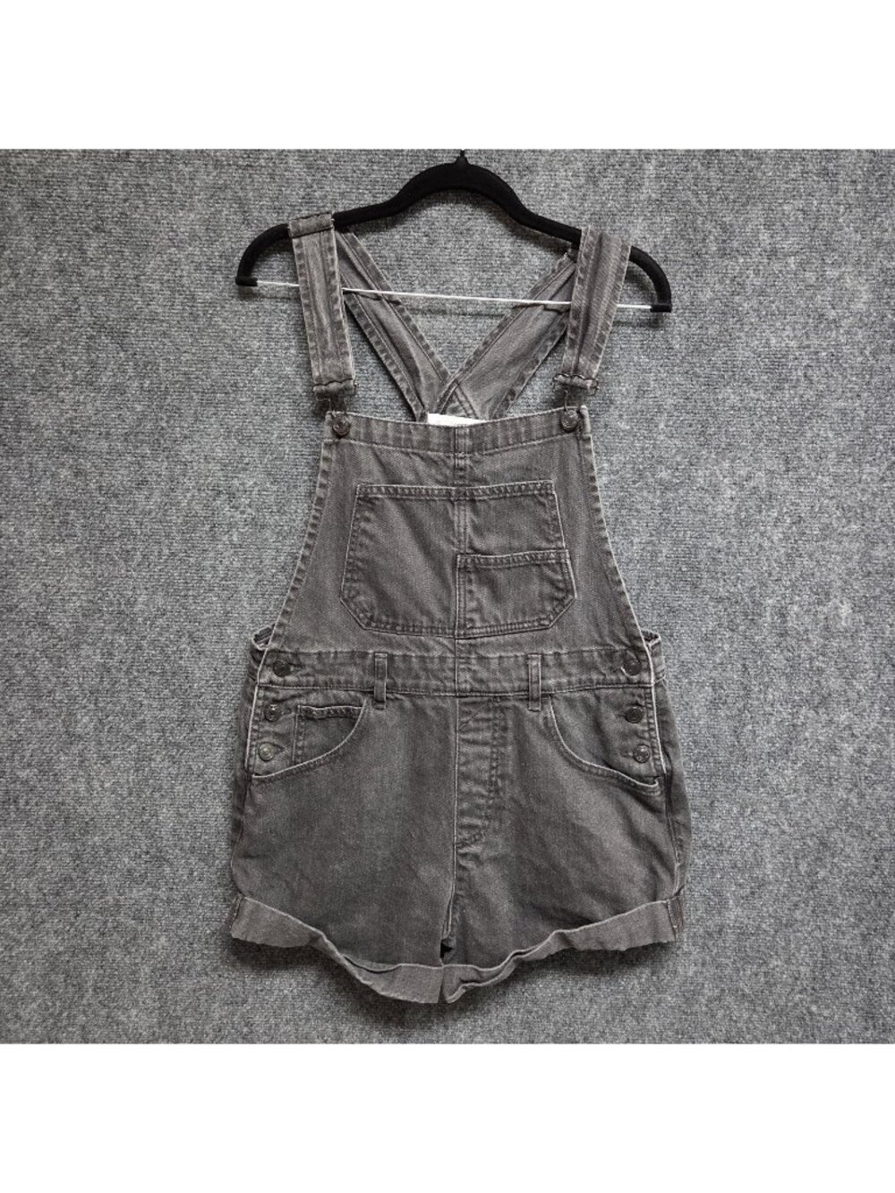 We The Free Women's Small Faded Black Ziggy Shortalls Denim Overalls Boho
